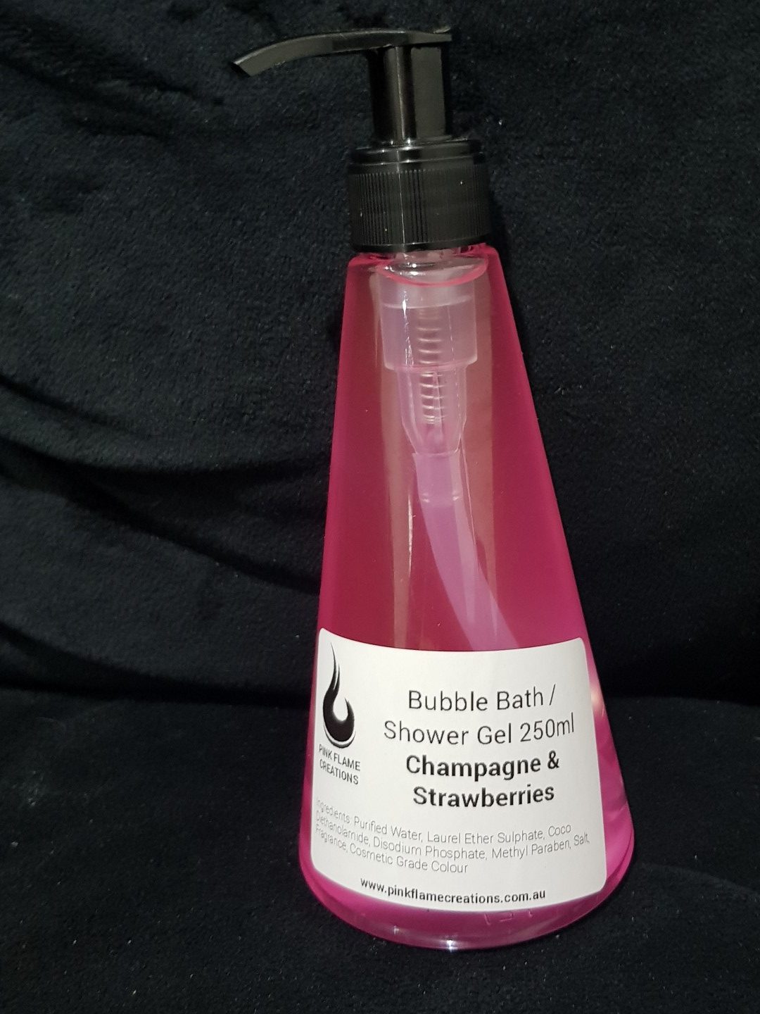 Shower Gel Bubble Bath 250ml Champagne And Strawberries Pink Flame Creations 4417